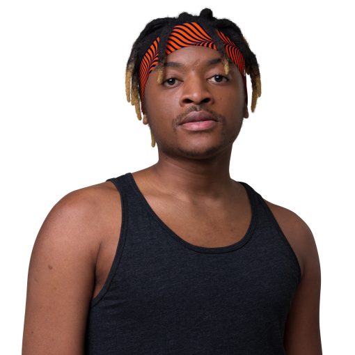 Orange Curve Lines Pattern Headband - Image 9
