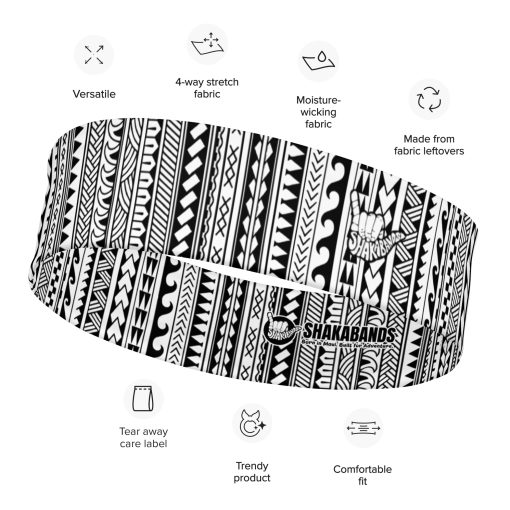 Black and White Phoenician Pattern Headband - Image 9