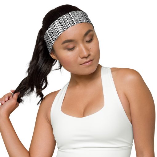 Black and White Phoenician Pattern Headband - Image 5